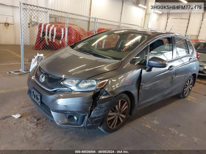 2015 Honda Fit Ex/Ex-L VIN: 3HGGK5H84FM772475 Lot: 40036004