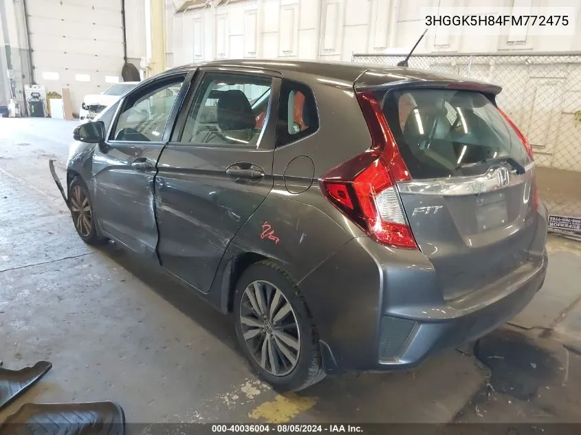 2015 Honda Fit Ex/Ex-L VIN: 3HGGK5H84FM772475 Lot: 40036004