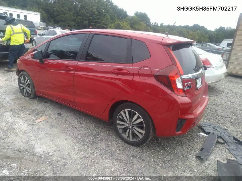 2015 Honda Fit Ex/Ex-L VIN: 3HGGK5H86FM702217 Lot: 40045863