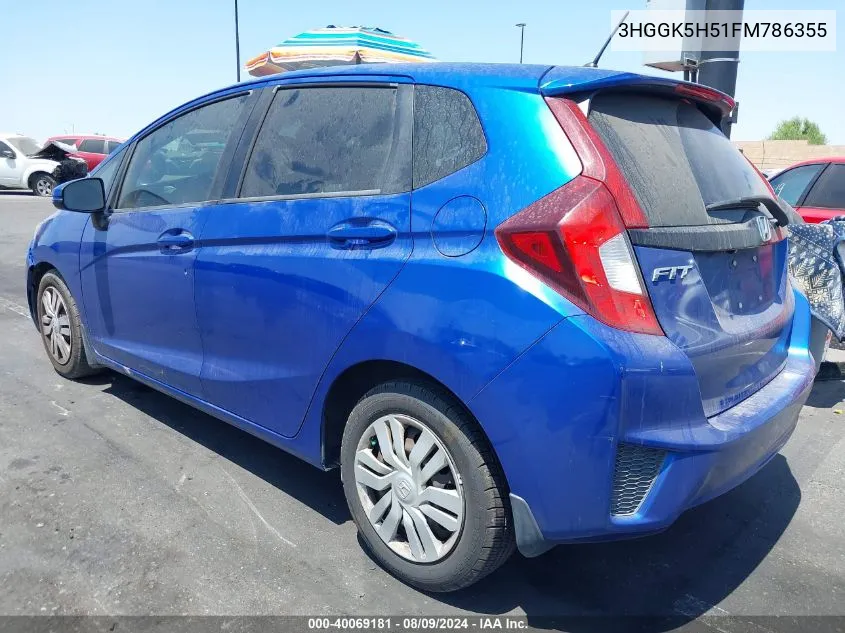 2015 Honda Fit Lx VIN: 3HGGK5H51FM786355 Lot: 40069181