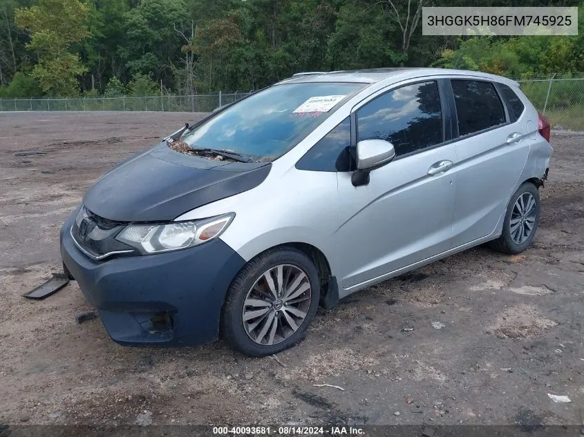 2015 Honda Fit Ex/Ex-L VIN: 3HGGK5H86FM745925 Lot: 40093681