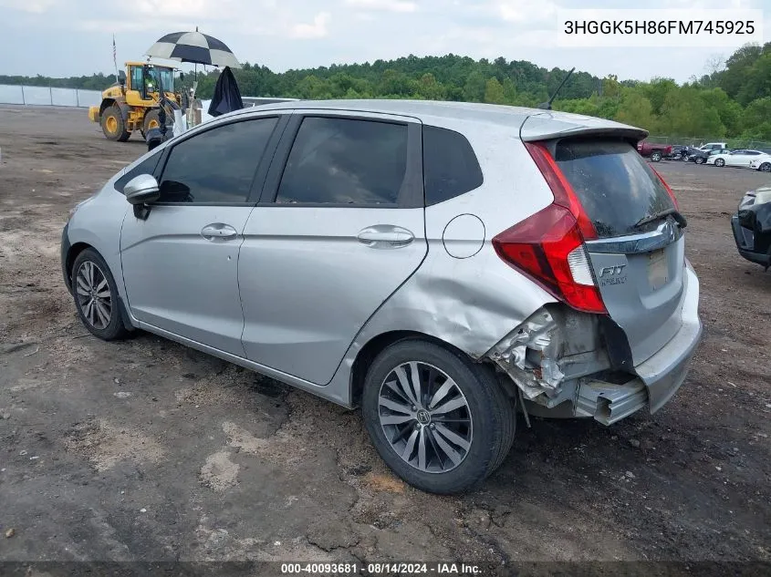 2015 Honda Fit Ex/Ex-L VIN: 3HGGK5H86FM745925 Lot: 40093681