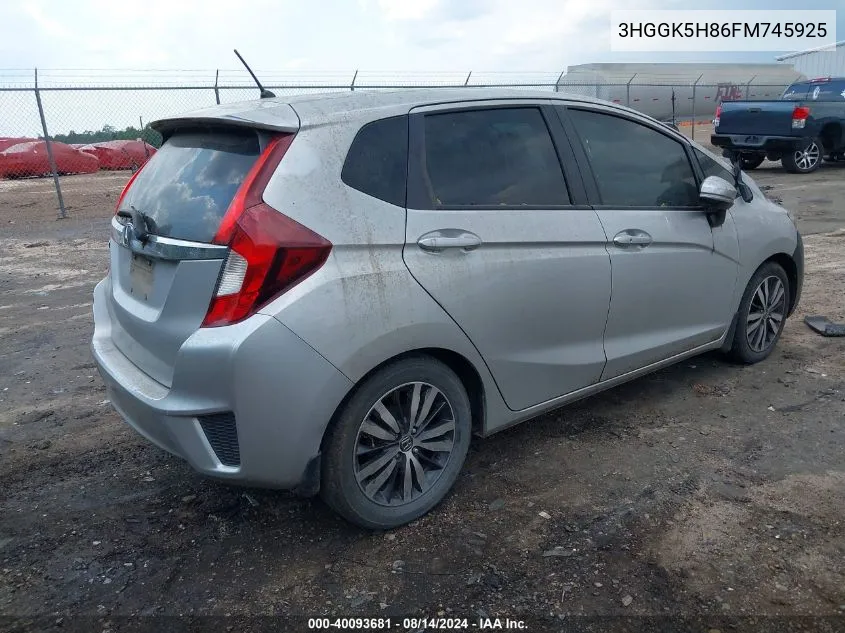 2015 Honda Fit Ex/Ex-L VIN: 3HGGK5H86FM745925 Lot: 40093681