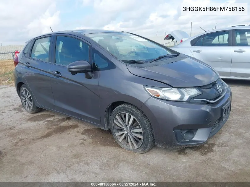 2015 Honda Fit Ex/Ex-L VIN: 3HGGK5H86FM758156 Lot: 40156564