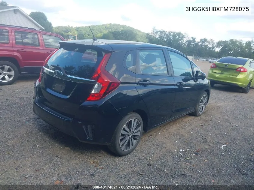 2015 Honda Fit Ex/Ex-L VIN: 3HGGK5H8XFM728075 Lot: 40174021