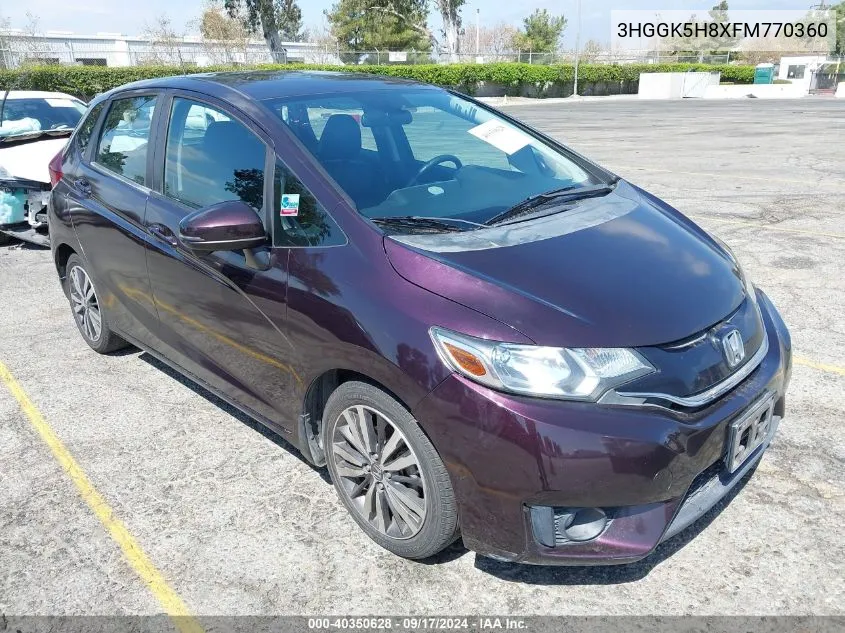 2015 Honda Fit Ex/Ex-L VIN: 3HGGK5H8XFM770360 Lot: 40350628