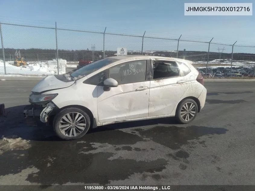 2016 Honda Fit Ex VIN: JHMGK5H73GX012716 Lot: 11953600