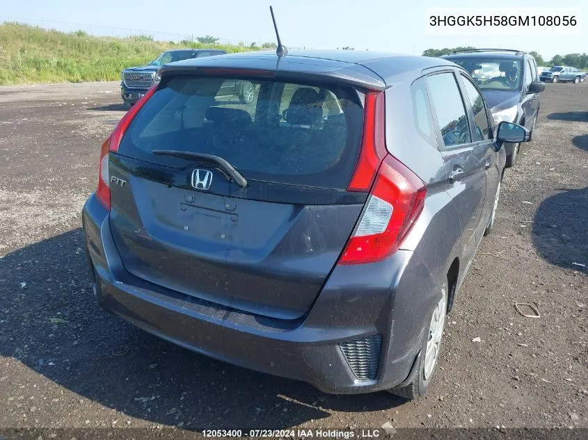 2016 Honda Fit VIN: 3HGGK5H58GM108056 Lot: 12053400