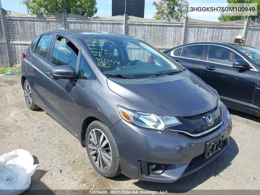 2016 Honda Fit VIN: 3HGGK5H75GM100949 Lot: 12076439