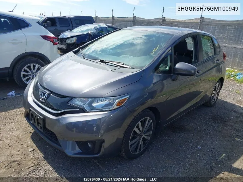 2016 Honda Fit VIN: 3HGGK5H75GM100949 Lot: 12076439