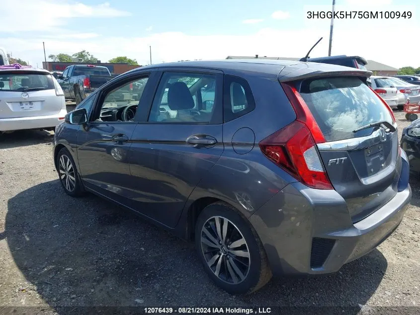 2016 Honda Fit VIN: 3HGGK5H75GM100949 Lot: 12076439