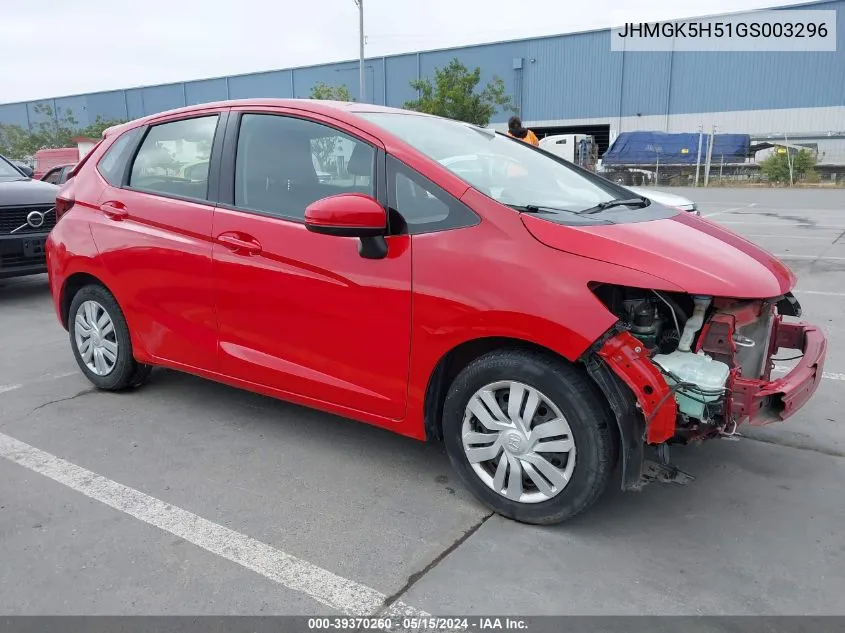 2016 Honda Fit Lx VIN: JHMGK5H51GS003296 Lot: 39370260