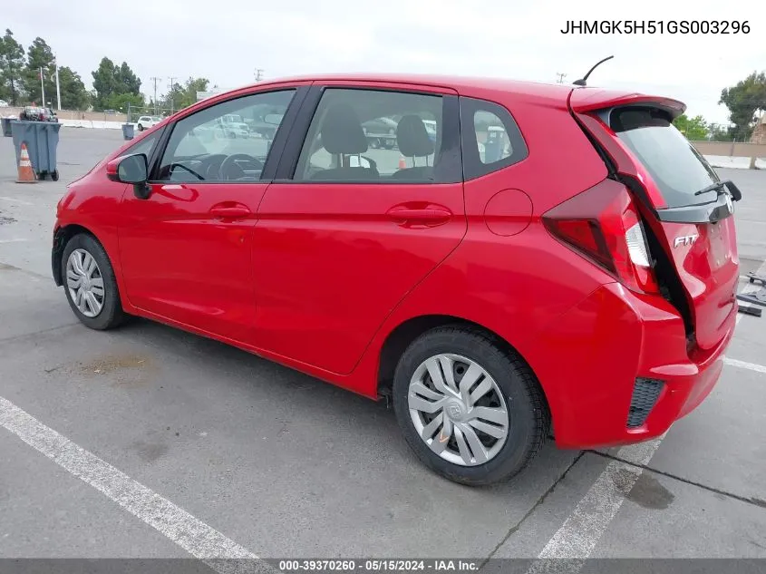 2016 Honda Fit Lx VIN: JHMGK5H51GS003296 Lot: 39370260