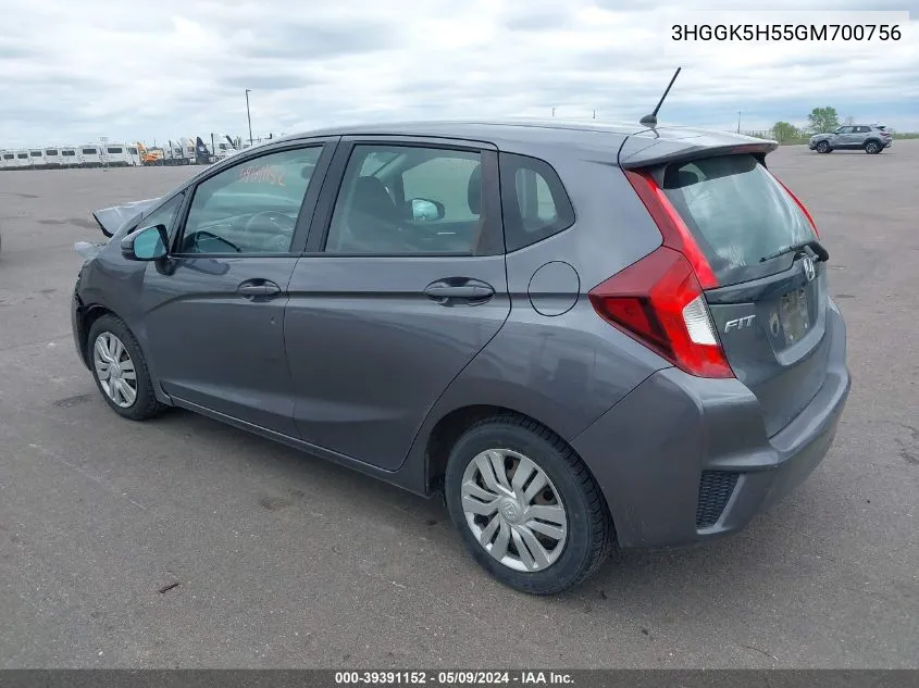 2016 Honda Fit Lx VIN: 3HGGK5H55GM700756 Lot: 39391152