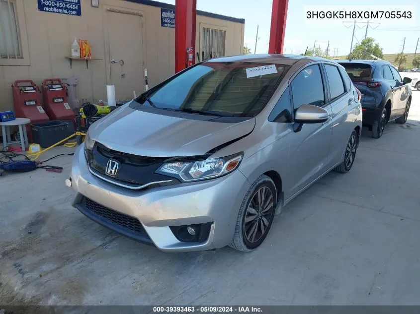 2016 Honda Fit Ex-L VIN: 3HGGK5H8XGM705543 Lot: 39393463