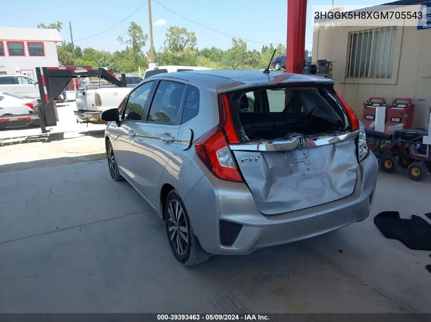 2016 Honda Fit Ex-L VIN: 3HGGK5H8XGM705543 Lot: 39393463