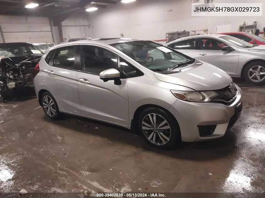 2016 Honda Fit Ex VIN: JHMGK5H78GX029723 Lot: 39402839