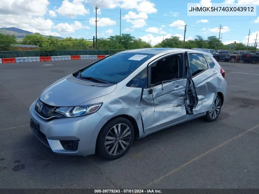 JHMGK5H74GX043912 2016 Honda Fit Ex