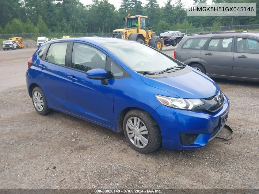 2016 Honda Fit Lx VIN: JHMGK5H51GX045146 Lot: 39826149