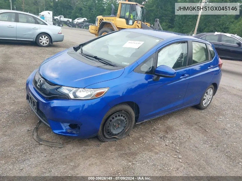 2016 Honda Fit Lx VIN: JHMGK5H51GX045146 Lot: 39826149