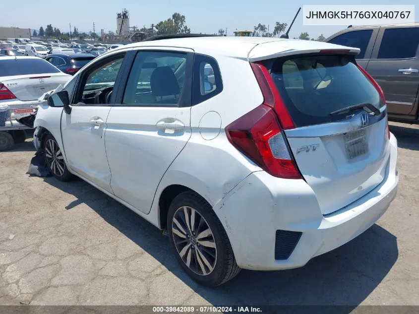 2016 Honda Fit Ex VIN: JHMGK5H76GX040767 Lot: 39842089