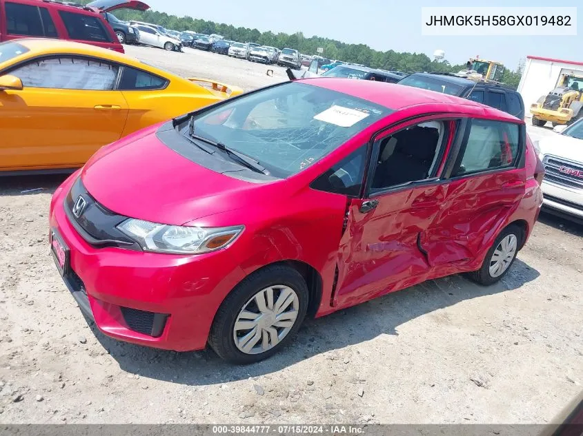 JHMGK5H58GX019482 2016 Honda Fit Lx