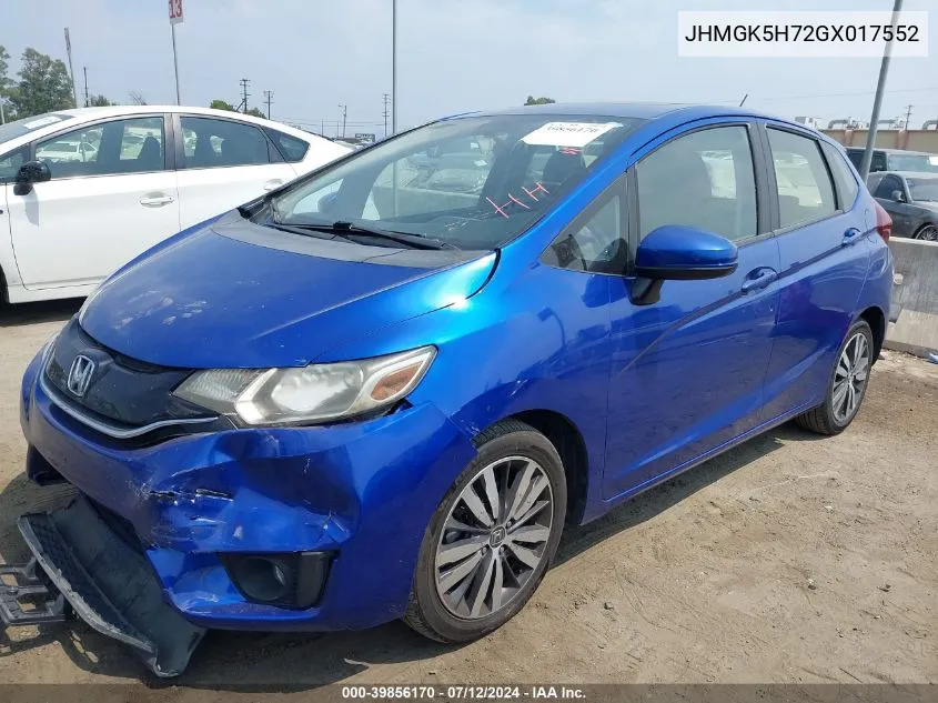 JHMGK5H72GX017552 2016 Honda Fit Ex