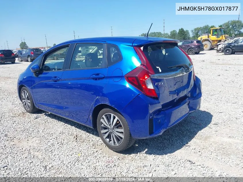 2016 Honda Fit Ex/Exl VIN: JHMGK5H78GX017877 Lot: 39885916