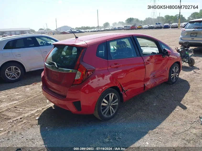 2016 Honda Fit Ex-L VIN: 3HGGK5H80GM702764 Lot: 39912653