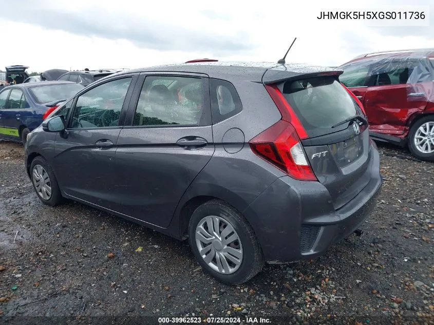 2016 Honda Fit Lx VIN: JHMGK5H5XGS011736 Lot: 39962523