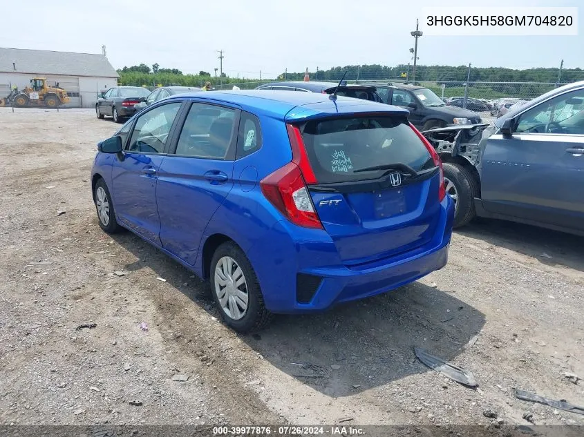 3HGGK5H58GM704820 2016 Honda Fit Lx