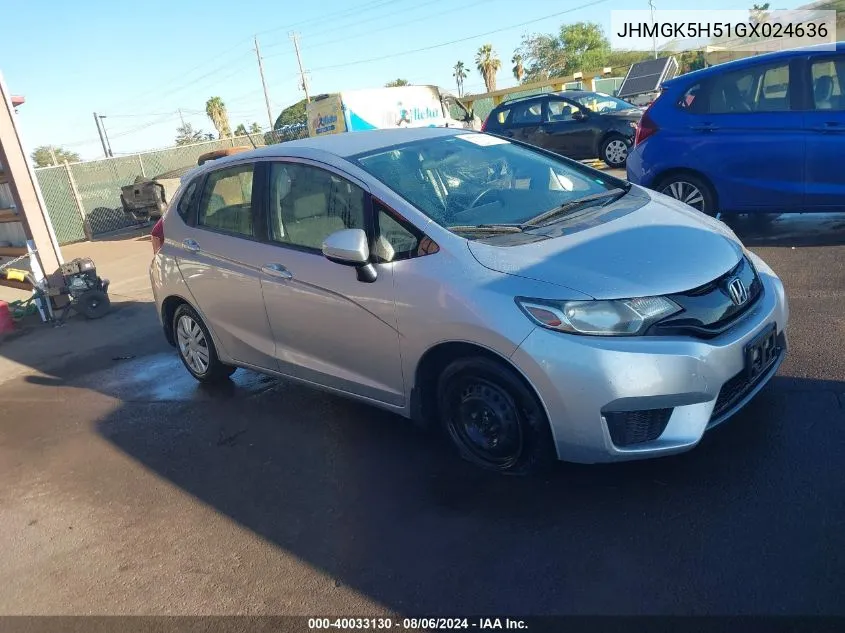 JHMGK5H51GX024636 2016 Honda Fit Lx