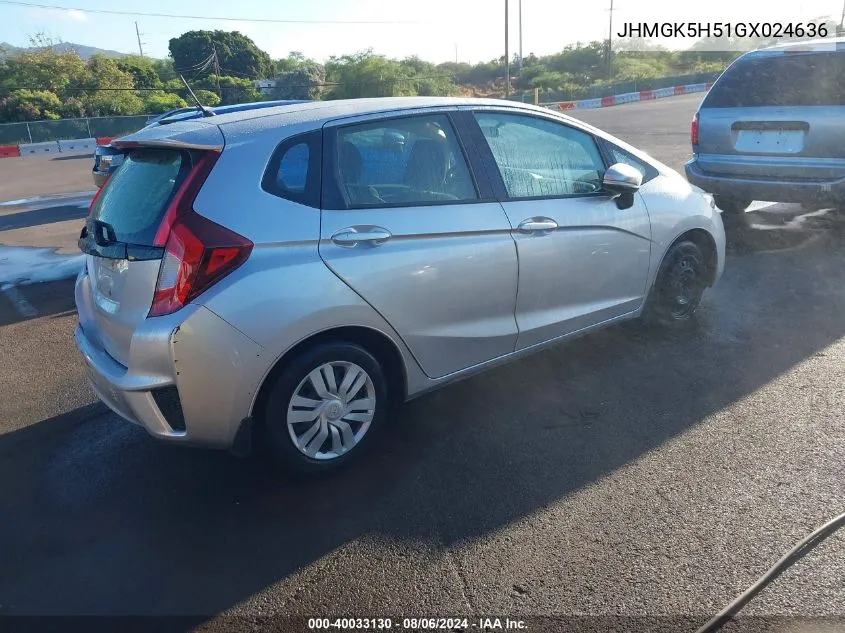 JHMGK5H51GX024636 2016 Honda Fit Lx