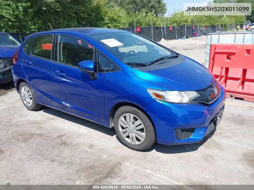 2016 Honda Fit Lx VIN: JHMGK5H52GX011099 Lot: 40039625