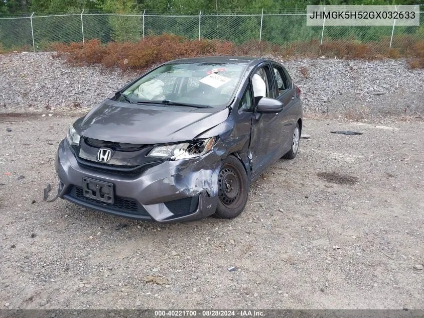 2016 Honda Fit Lx VIN: JHMGK5H52GX032633 Lot: 40221700