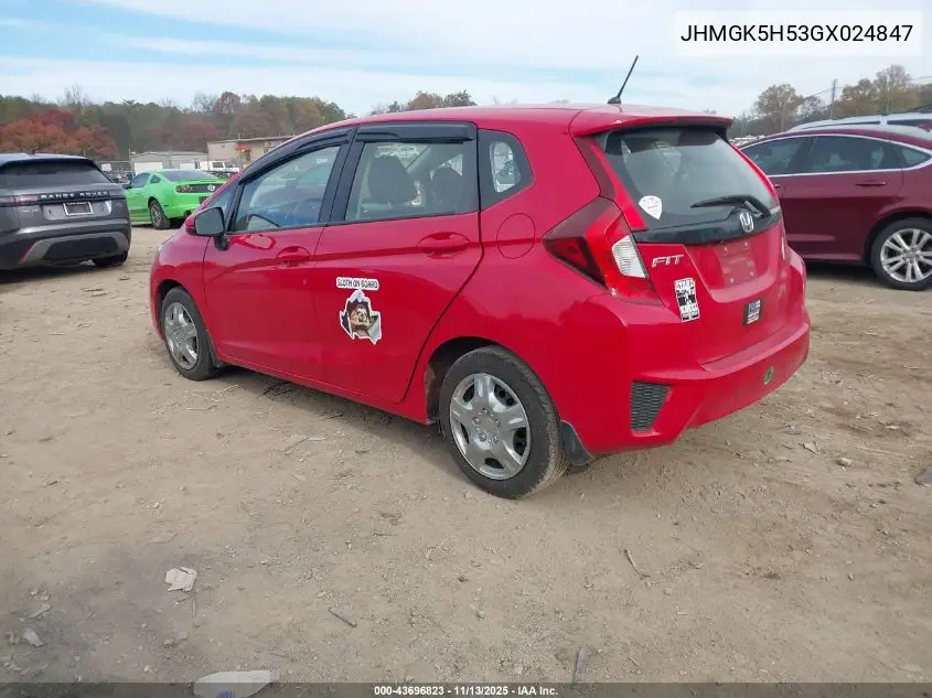 JHMGK5H53GX024847 2016 Honda Fit Lx