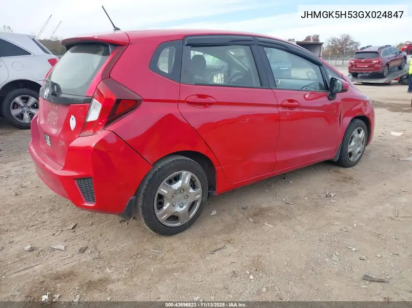 JHMGK5H53GX024847 2016 Honda Fit Lx