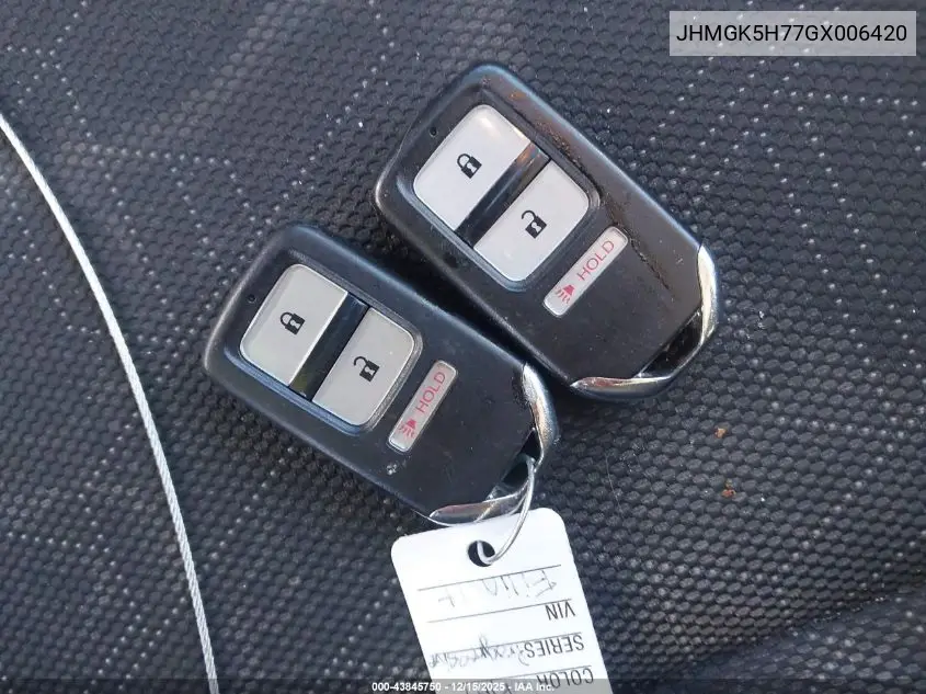 JHMGK5H77GX006420 2016 Honda Fit Ex