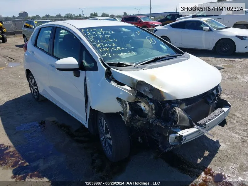 2017 Honda Fit VIN: 3HGGK5H67HM102324 Lot: 12039987