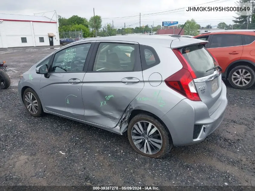 2017 Honda Fit Ex-L VIN: JHMGK5H95HS008649 Lot: 39387278