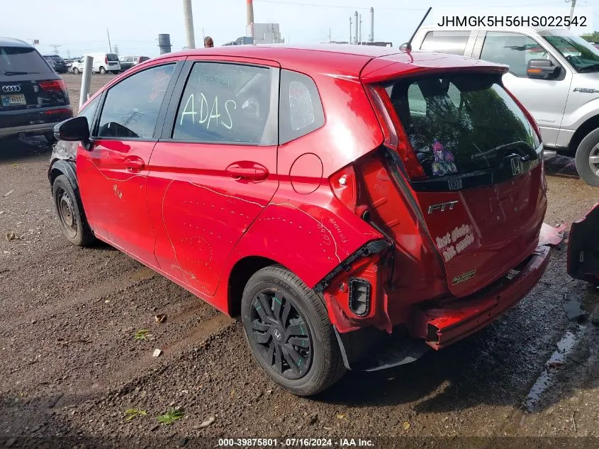 2017 Honda Fit Lx VIN: JHMGK5H56HS022542 Lot: 39875801