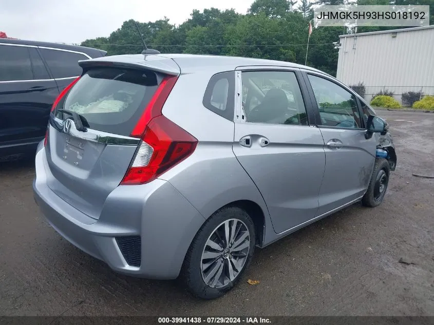 2017 Honda Fit Ex-L VIN: JHMGK5H93HS018192 Lot: 39941438