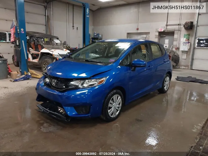 2017 Honda Fit Lx VIN: JHMGK5H51HS011867 Lot: 39943892