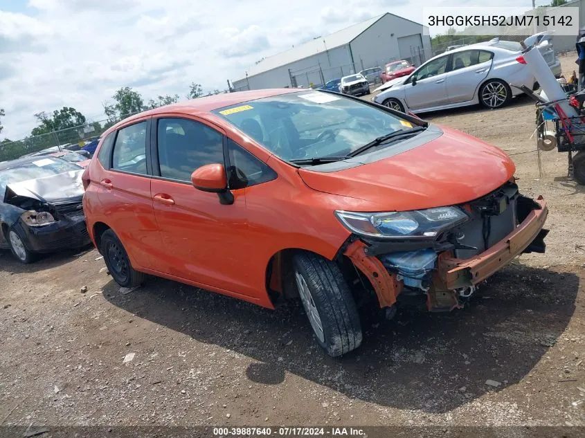 2018 Honda Fit Lx VIN: 3HGGK5H52JM715142 Lot: 39887640