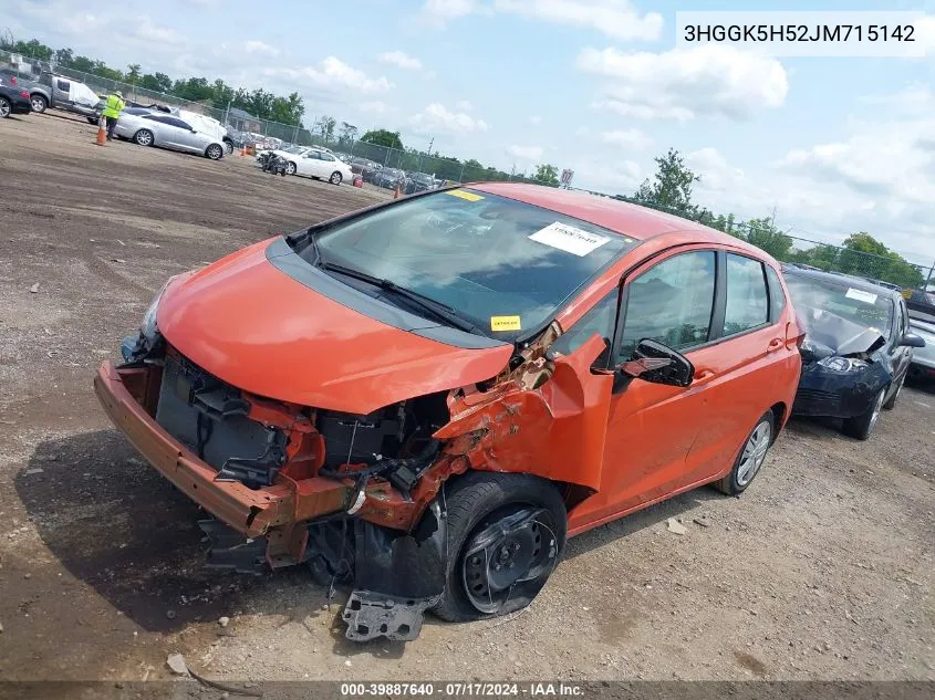 2018 Honda Fit Lx VIN: 3HGGK5H52JM715142 Lot: 39887640