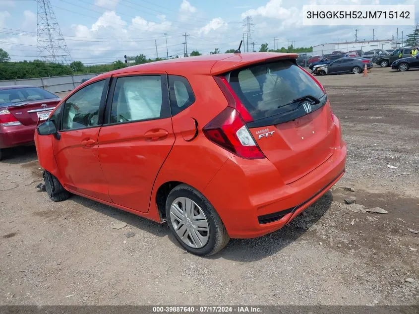 2018 Honda Fit Lx VIN: 3HGGK5H52JM715142 Lot: 39887640