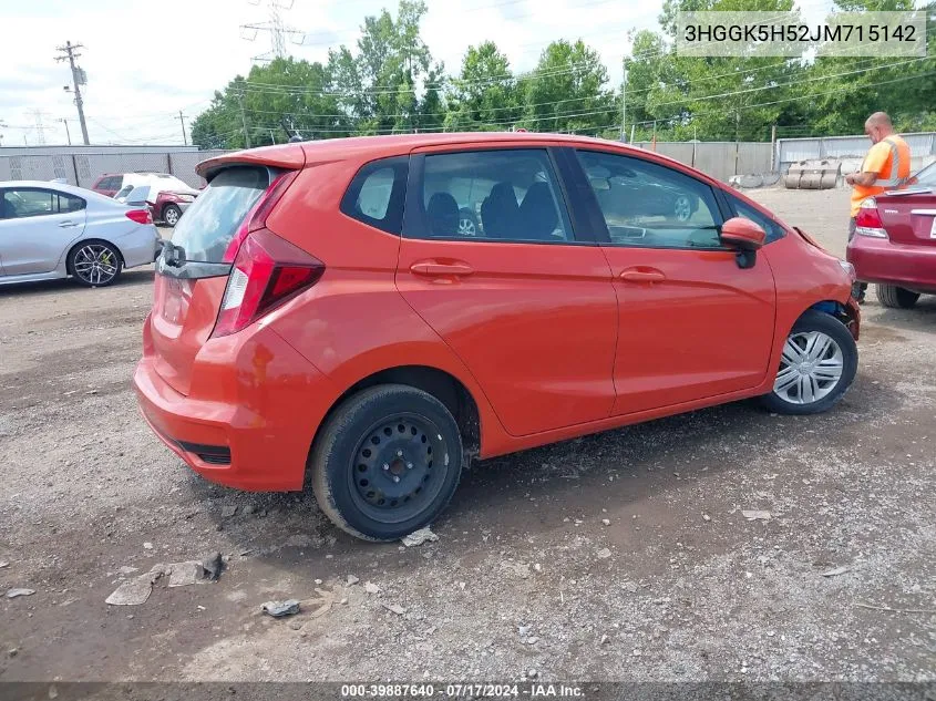 2018 Honda Fit Lx VIN: 3HGGK5H52JM715142 Lot: 39887640