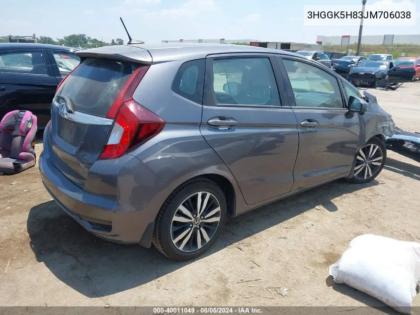 2018 Honda Fit Ex VIN: 3HGGK5H83JM706038 Lot: 40011049