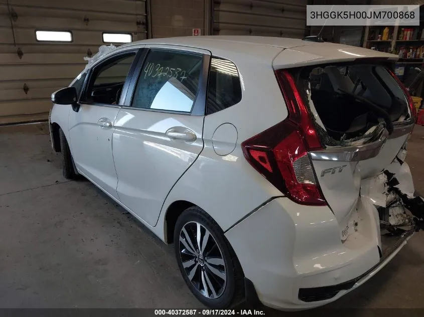 2018 Honda Fit Ex-L VIN: 3HGGK5H00JM700868 Lot: 40372587