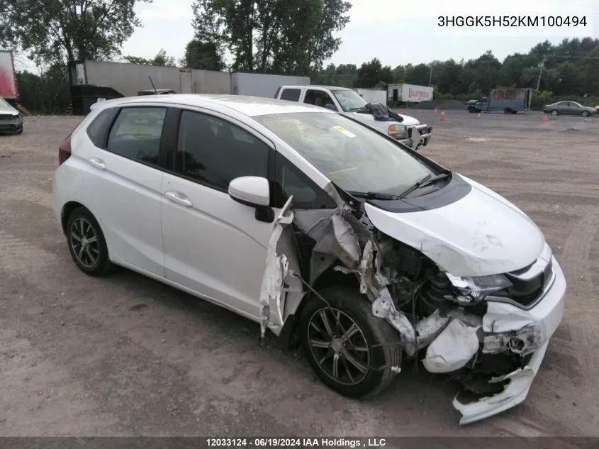 2019 Honda Fit Lx VIN: 3HGGK5H52KM100494 Lot: 12033124